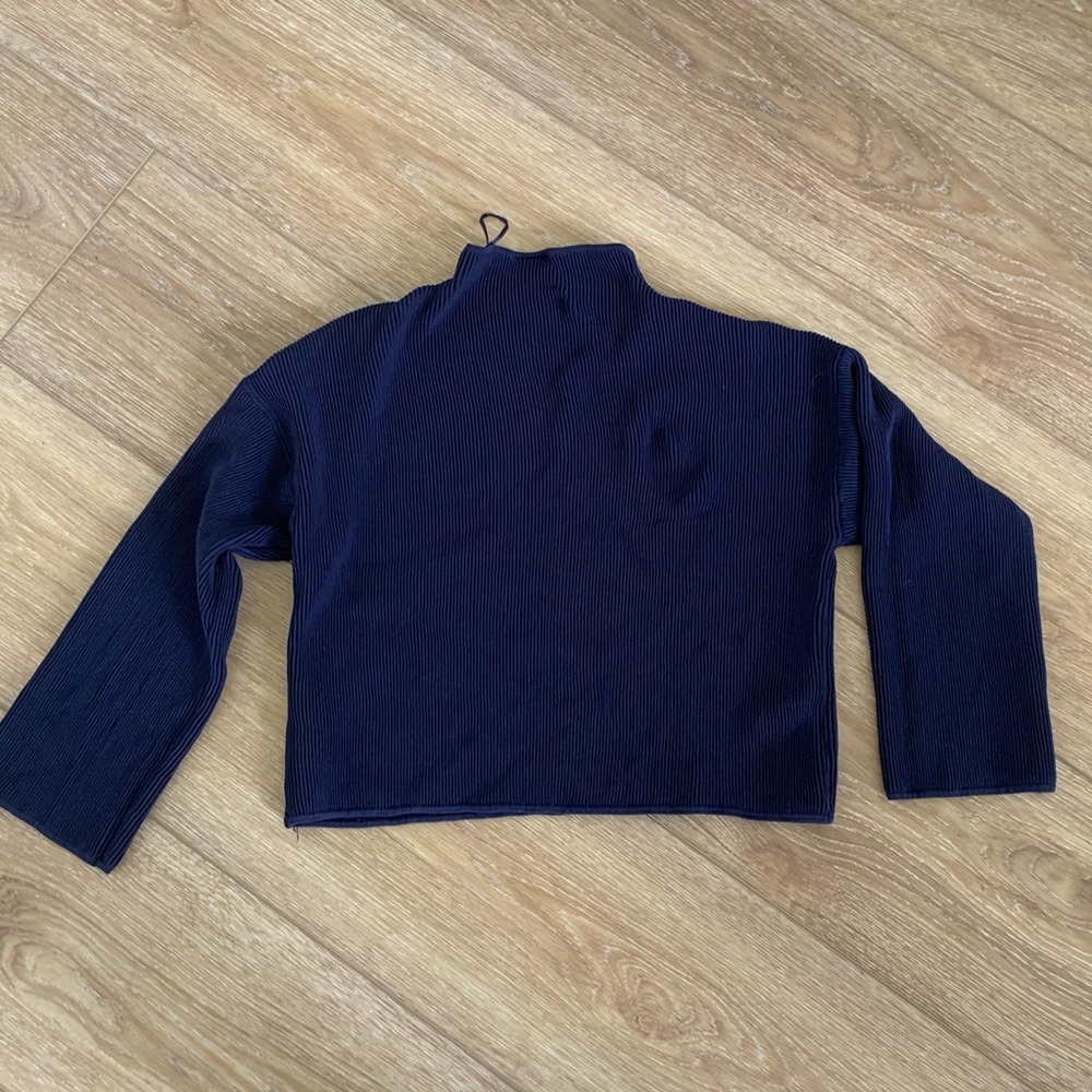 Topshop Navy Ribbed Sweater - Picture 4 of 4